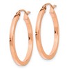 Black Bow Jewelry 2mm x 25mm Polished 14k Rose Gold Square Tube Round Hoop Earrings - 2 of 4