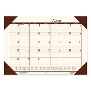 EcoTones Recycled Academic Desk Pad Calendar, 18.5 x 13, Cream Sheets, Brown Corners, 12-Month (Aug to July): 2024 to 2025 - 1 of 1