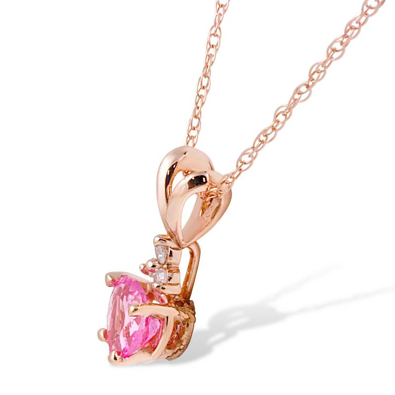 Pompeii3 1/2ct Diamond & Pink Sapphire Heart Pendant in 14K Yellow, White, or Rose Gold, 2 of 4
