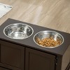 23" Elevated Dog Bowl Stand with Storage Cabinet,Raised Pet Feeder Station for Large Dogs with 2 Stainless Steel Bowls–LAOTIES - 2 of 4