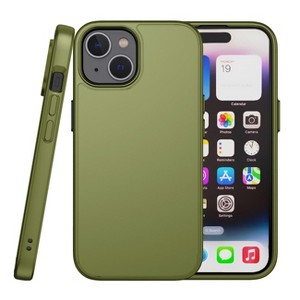 Reiko 2 in 1 TPU PC Combination Army Green Skin Shockproof Phone Cover for iPhone 15 - 1 of 4