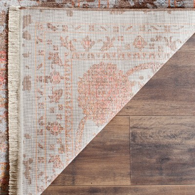 Vintage Persian Brown and Multicolor Synthetic Area Rug, 9' x 11'7"