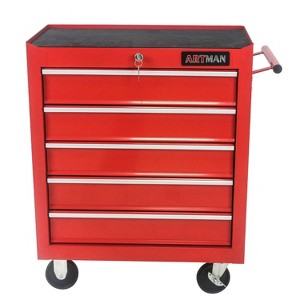 Belatt Tool Cart, Heavy Duty Storage Cabinet, Lockable, Wheels, 5-Tier Ball Bearing Drawers, Red - 1 of 4