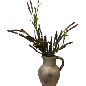 Slickblue Rustic Brown Terracotta Vase 8.5" Ceramic Pitcher-Style Jar with Handle for Table or Shelf - 1 of 3