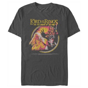 Men's Lord of the Rings Fellowship of the Ring Distressed Retro Poster T-Shirt - 1 of 4