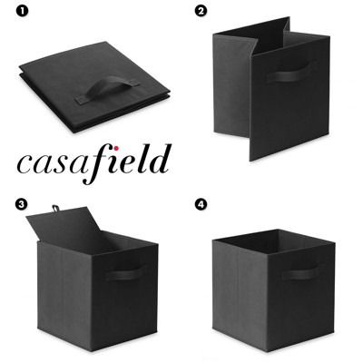 Lightweight Collapsible Fabric Cube Organizer for Kids, 11" Black