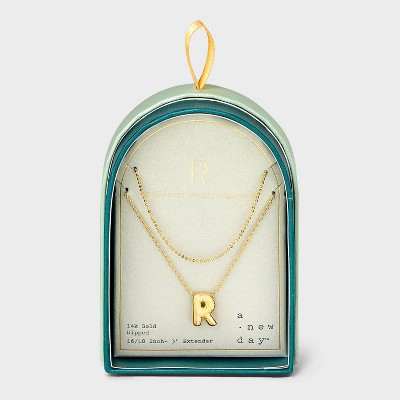 14K Gold Dipped Initial Bubble Multi-Strand Pendant Necklace - A New Day™ Gold