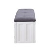 Cargo Storage Bench Gray Fabric/White - Acme Furniture: Upholstered Ottoman for Entryway and Bedroom - 3 of 4