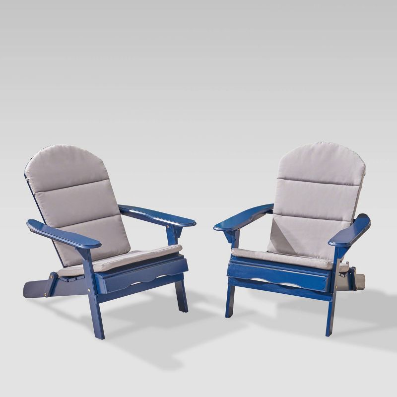 Malibu 2pk Acacia Wood Adirondack Chairs - Blue/Gray - Christopher Knight Home, 3 of 7
