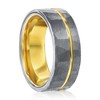 Metallo Satin Silver & Gold Lined Faceted Tungsten Ring - Available Sizes:  13 ,  12 ,  11 ,  10 ,  9 - 2 of 4