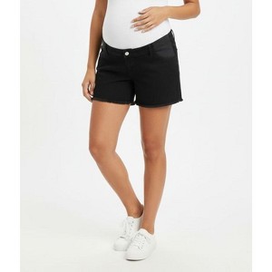 Women's Under the Belly  Cut Off Denim Maternity Short | Motherhood Maternity - 1 of 4