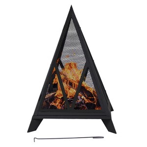 Sunnydaze Majestic Pyramid Steel Mesh Fire Pit - Black - 1 of 4