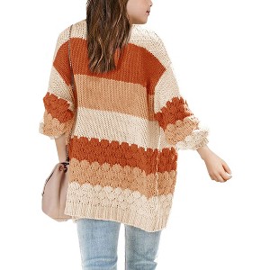 Girls Open Front Long Sleeve Cardigan Color Block Knit Oversized Kids Sweaters Cardigan Coat - 1 of 2