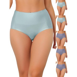INSPIRE CHIC Women's Tummy Control Unlined High-Waisted Breathable Hipster Underwear 6 Packs - 1 of 4
