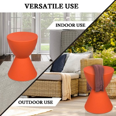 Orange Hourglass Acrylic Side Table with Hidden Storage