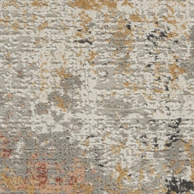 Elysian Grey-Blue Abstract Synthetic 26" Modern Runner Rug