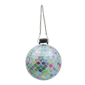 Very Cool Stuff Mosaic Glass Gazing Globe with Hanging Chain, Opal Mermaid Tile, 10in - 1 of 3