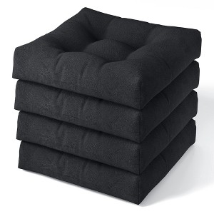 Tangkula Set of 4 Tufted Patio Cushions 4" Outdoor Seat Cushions Waterproof & High Elasticity Square Chair Cushions Black - 1 of 4