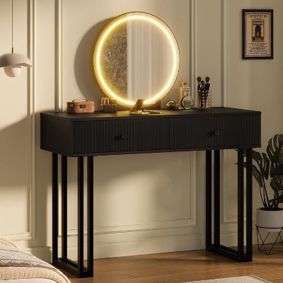 Coucheta 49" Vanity Desk with LED Mirror - Makeup Table with 3 Light Colors, 2 Drawers & Adjustable Brightness