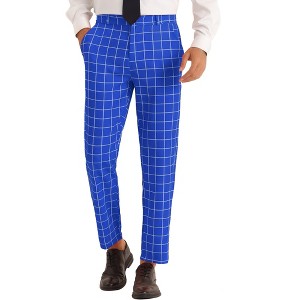INSPIRE CHIC Men's Plaid Pattern Colorful Checked Dress Pants - 1 of 4