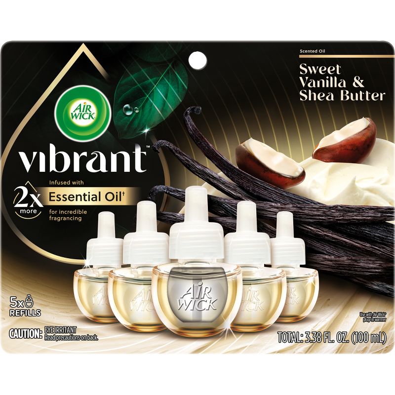 Air Wick Vibrant Scented Oil Air Freshener Sweet Vanilla &#38; Shea Butter - 3.38 fl oz/5pk, 1 of 7