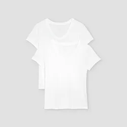 Women's Short Sleeve Scoop Neck Slim Fit 2pk Bundle T-Shirt - A New Day™ White/White XXL