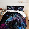 Acoinel 3 Pcs Horse and Butterfly Lightwight Ultra Soft Comforter Set with 2 Pillowcases, Black - 3 of 4