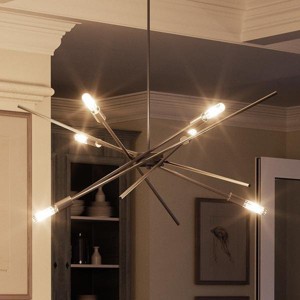 Urban Ambiance Luxury Modern Industrial Chandelier,  10-1/2"H x 22-5/8"W,  Brushed Nickel Finish, UHP2073 - 1 of 4