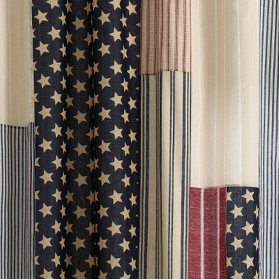 Americana Patchwork Cotton Shower Curtain with Stars and Stripes