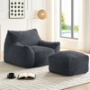 Mjkone Modern Bean Bag Chair, Faux Rabbit Fur Fabric Big Beanbag Chair with Ottoman - 4 of 4