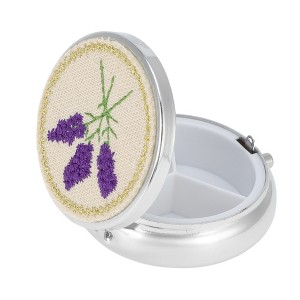 Unique Bargains Lavenders Pattern Pill Box Silver Tone Purple 1 Pc : Target