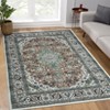 2 x 6 ft Polyester Imitation  Green Brown Rectangular Hallway Bathroom Entryway Kitchen Office Foldable Flower Printed  Washable Area - 3 of 4