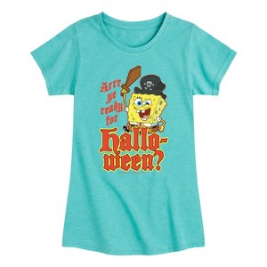 Girls' - SpongeBob SquarePants - Arrr Ye Ready For Halloween Fitted Short Sleeve Graphic T-Shirt - 1 of 4