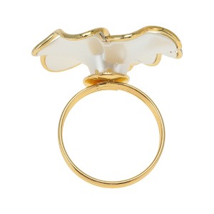 Unique Bargains Napkin Rings Faux Pearls Small Flower Metal Plastic Gold Tone 1 Pc - 1 of 3
