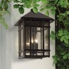 Kathy Ireland Sierra Craftsman Mission Outdoor Wall Light Fixture Rubbed Bronze 15" High Frosted Seeded Glass Panels for Post Exterior Barn Deck House - 2 of 4