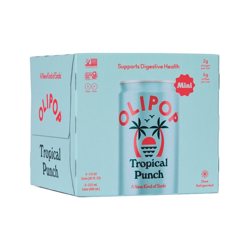 OLIPOP Tropical Punch Prebiotic Soda - 4ct/7.5 fl oz, 1 of 12