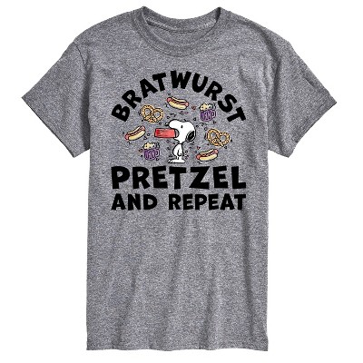 Men's - Peanuts - Snoopy Oktoberfest Bratwurst Pretzel and Repeat Short Sleeve Graphic T-Shirt