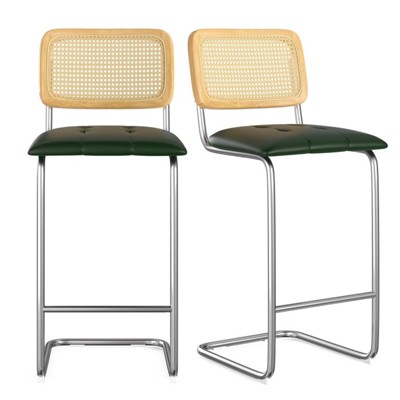 FURNIinspire Dining Chair, Counter Height Bar Stools Set of 2, Bar Stools without Arms for Kitchen Islands, Green, 18.9"*17.7"*42.5"