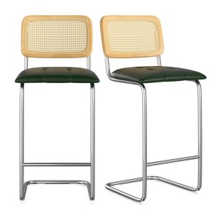 FURNIinspire Dining Chair, Counter Height Bar Stools Set of 2, Bar Stools without Arms for Kitchen Islands, Green, 18.9"*17.7"*42.5" - 1 of 4