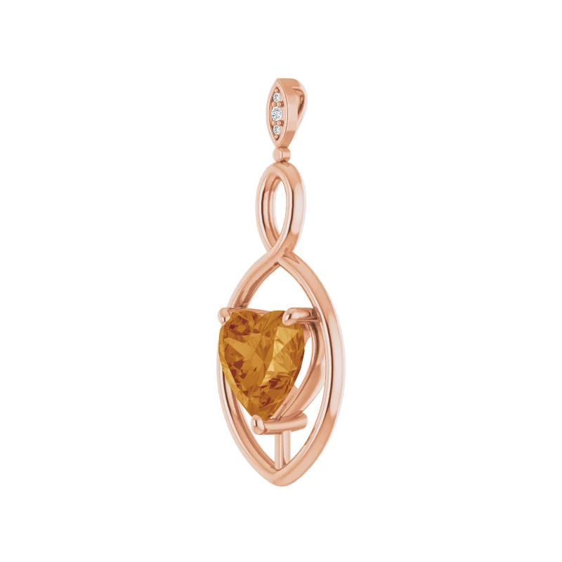Pompeii3 9mm Citrine Women's Heart Pendant in 14k Gold Necklace 6mm Tall, 2 of 5