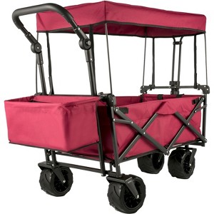 Extra Large Collapsible Garden Wagon with Removable Canopy, Heavy-Duty Folding Utility Cart with Storage - 1 of 4
