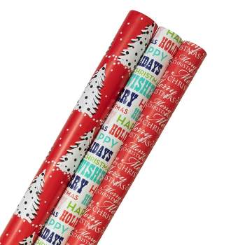 Aimyoo Kraft Christmas Wrapping Paper Jumbo Roll, Santa Stockings Candy  Canes Deer Letters Design, Kids Xmas Gift Wrap Paper 17 in x 32 ft