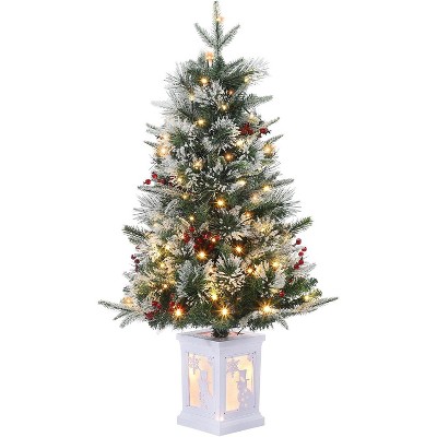 3 Ft Pre-Lit Christmas Tree, Artificial Christmas Trees with Base, Xmas Trees with 78 LED Lights, Battery Operated and Timer Function