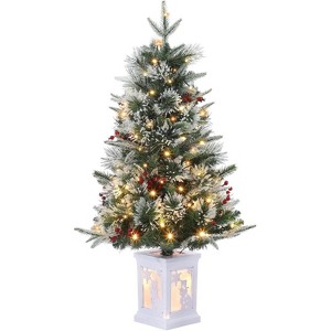 3 Ft Pre-Lit Christmas Tree, Artificial Christmas Trees with Base, Xmas Trees with 78 LED Lights, Battery Operated and Timer Function - 1 of 4