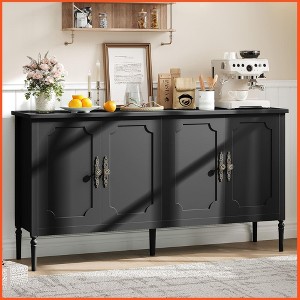 59" Buffet Cabinet with Storage, Modern Sideboard with 4 Doors and Adjustable Shelves, Credenza Coffee Bar Cabinet - 1 of 4
