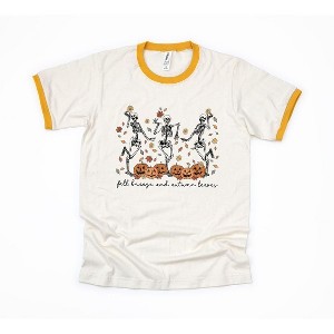 Simply Sage Market Women's Fall Breeze Skeletons Short Sleeve Ringer Tee - 1 of 3