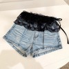 Anna-Kaci Women's Ruffled Lace Overlay Waist Belt with Scalloped Hem and Ribbon Tie 45.5in - 4 of 4