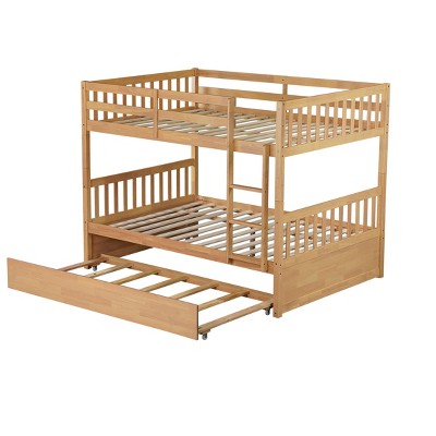 NicBex Full Over Fulll Bunk Bed with Trundle and Guardrail,Twin Loft Bed with Ladder and Converts to 2 Full Size Beds,Bunk Beds for Bedroom