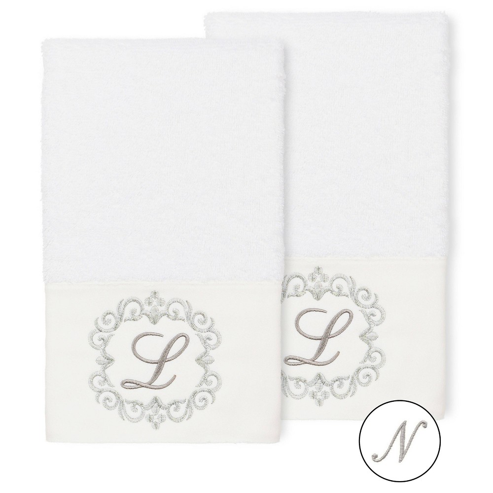 Photos - Towel Set of 2 Monogrammed Hand  White / N - Linum Home Textiles: Bathroom