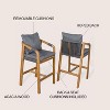 Porto Modern Coastal Tub Roped Acacia Wood Outdoor Bar Stool with Cushions and Armrests -JONATHAN Y - 4 of 4